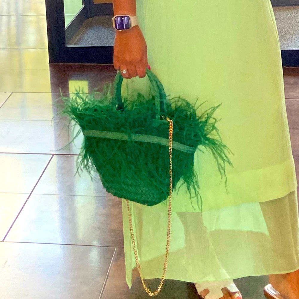 Green Zara tote purse